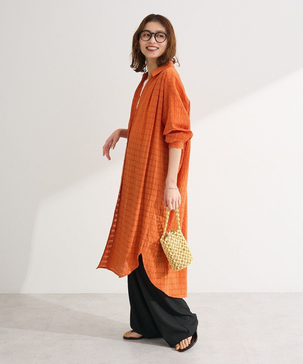 Green Parks シアーチェックシャツワンピース 