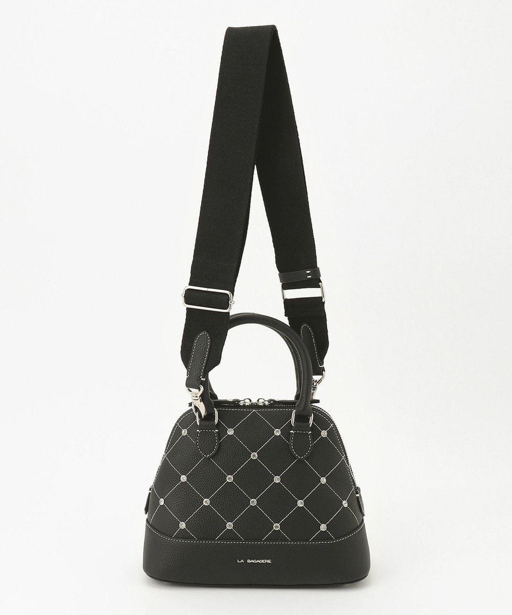 LA BAGAGERIE ラインストーンリベット　カウレザー2wayハンドバッグ 