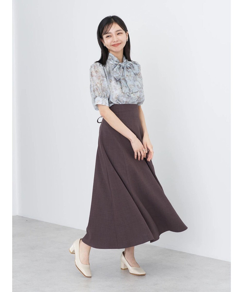 earth music&ecology フラワー柄シアーパフブラウス 