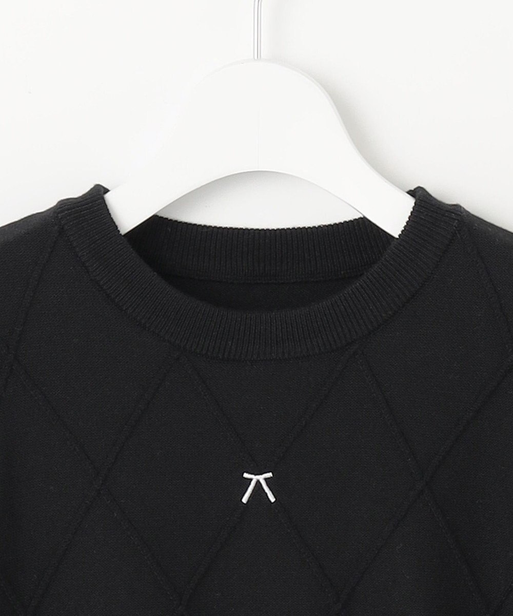 Feroux 【洗える】リボン刺繍ダイヤ柄 ニット 