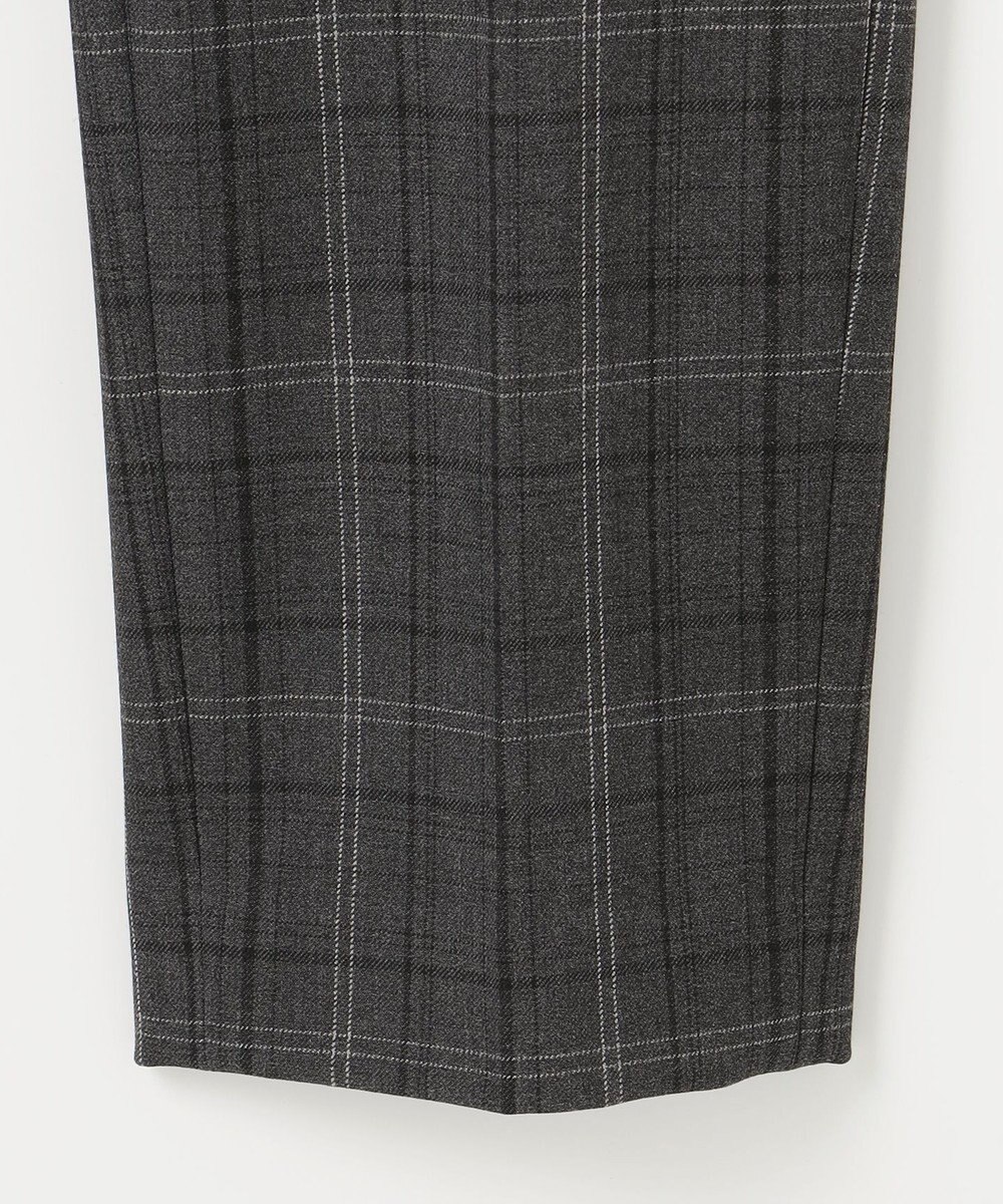 自由区 L 【19号サイズまで展開】TRギャバ裏起毛チェック柄テーパード パンツ 