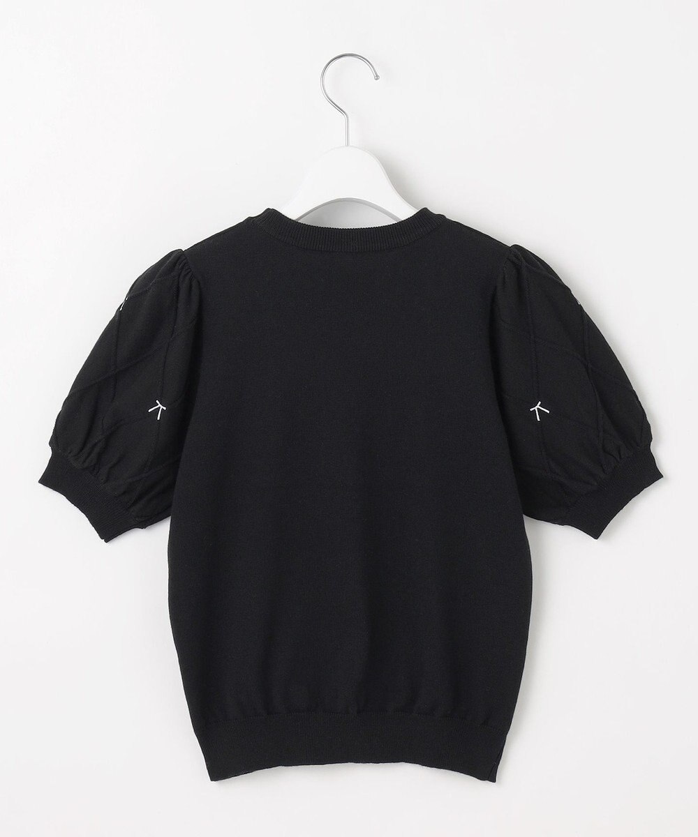 Feroux 【洗える】リボン刺繍ダイヤ柄 ニット 