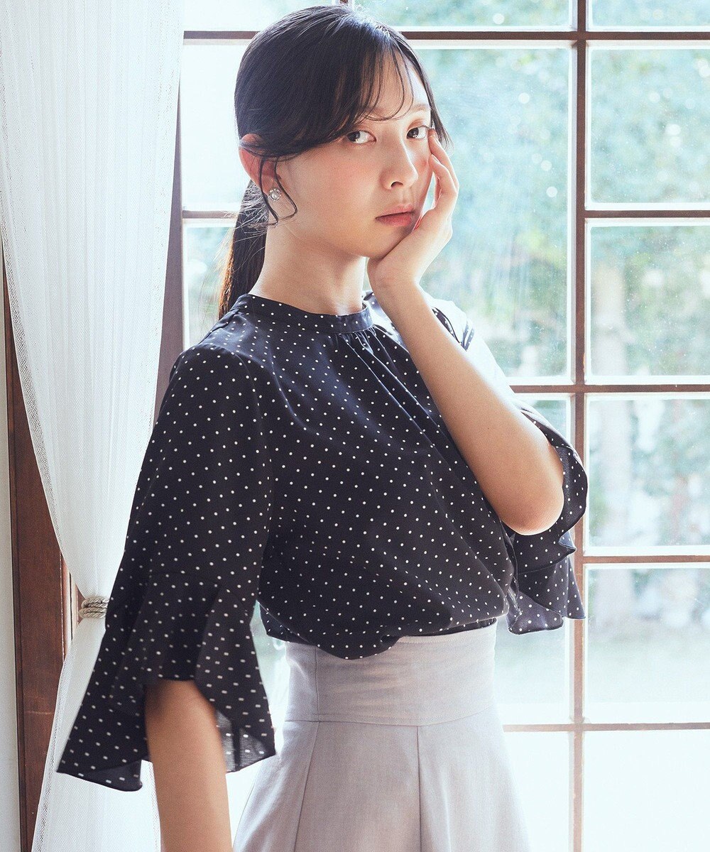 earth music&ecology フリル７分袖ブラウス 