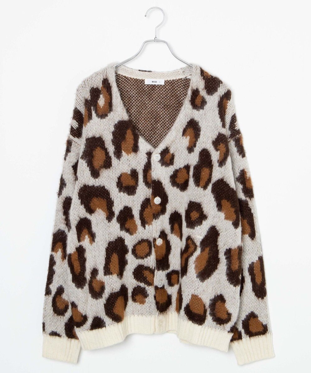WEGO モヘアライク総柄BIGカーディガン 