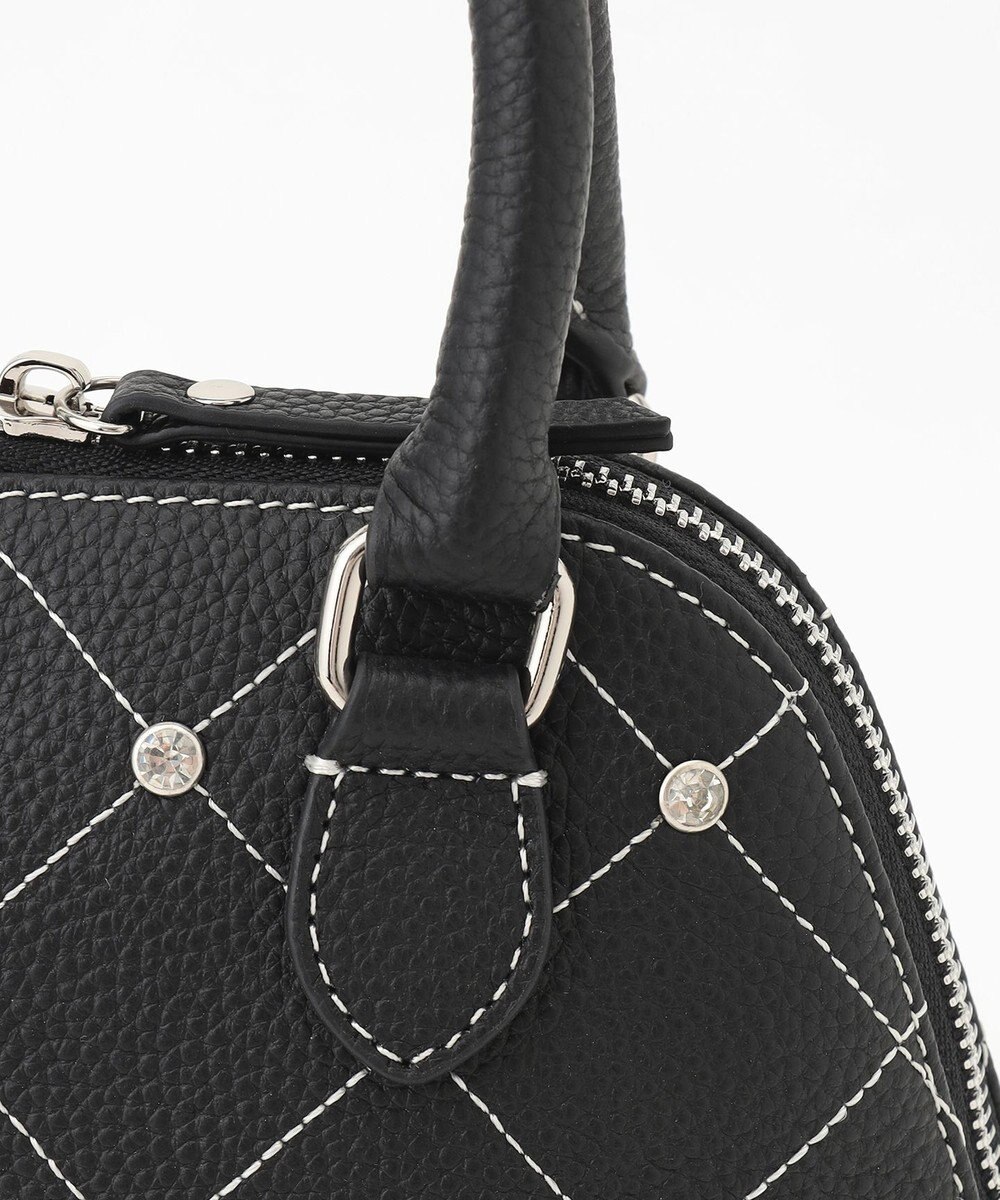 LA BAGAGERIE ラインストーンリベット　カウレザー2wayハンドバッグ 