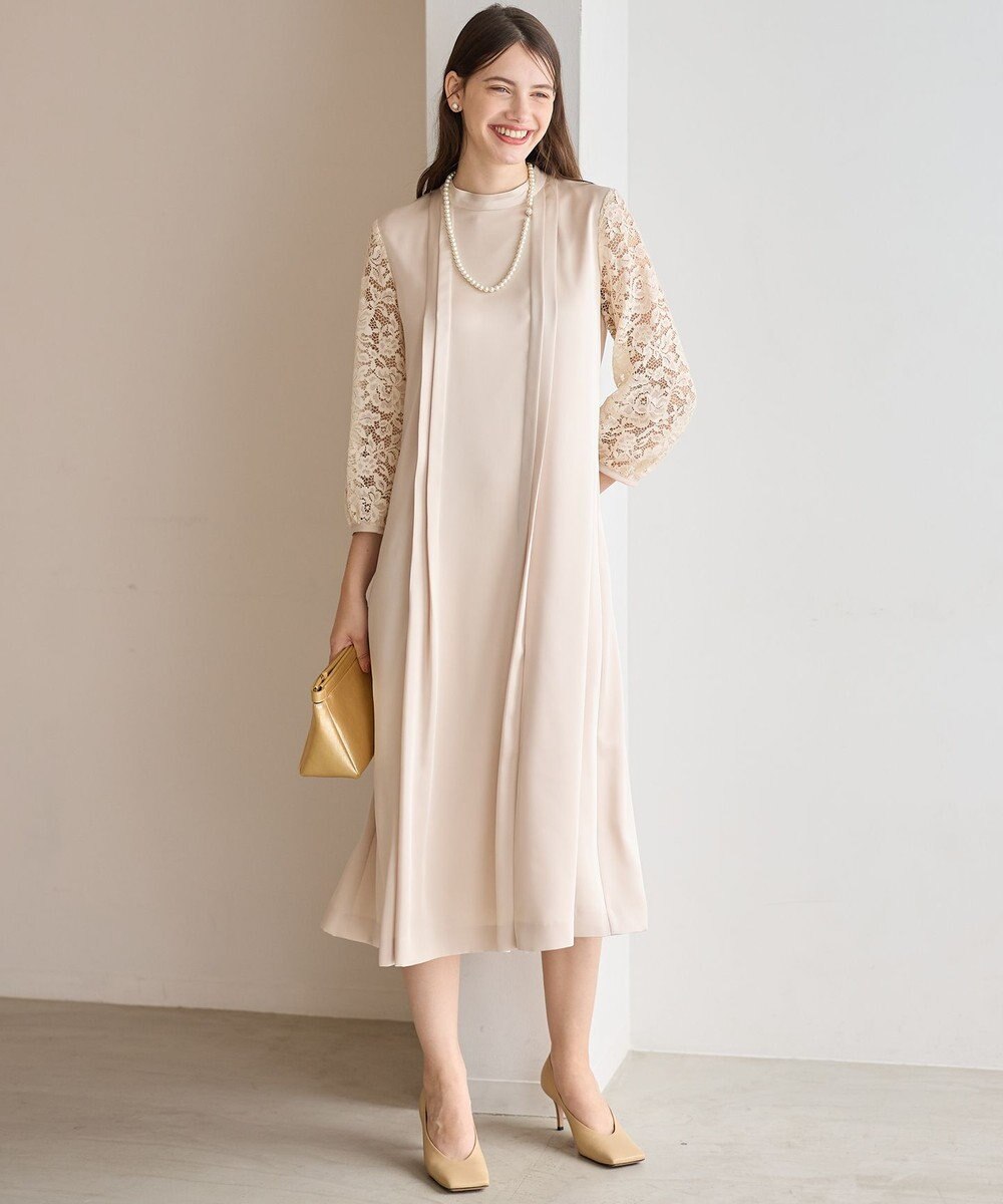 23区 【APPLAUDIR】ノーブルサテン レースコンビドレス 