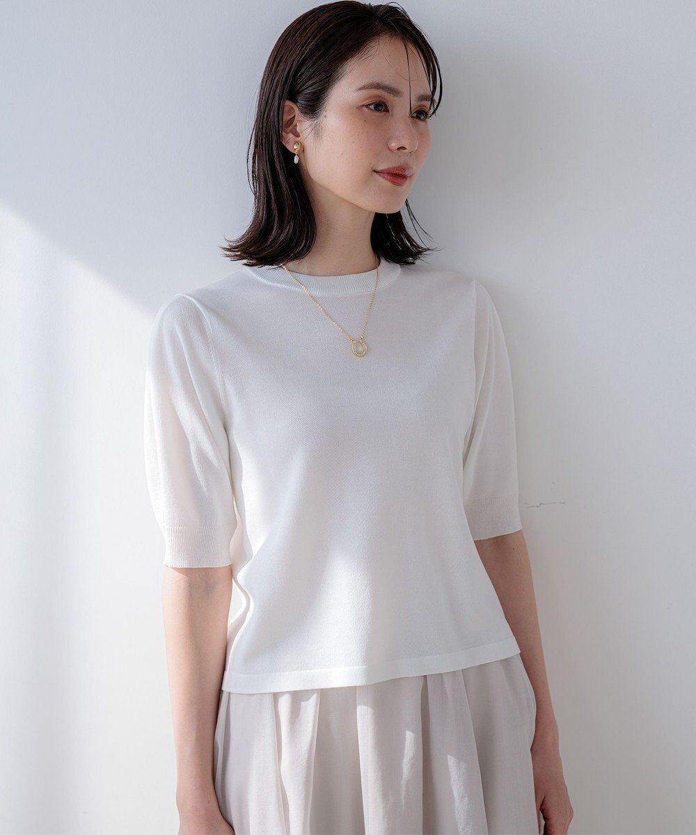 組曲 【先行予約】シアー ニット５分袖 プルオーバー 