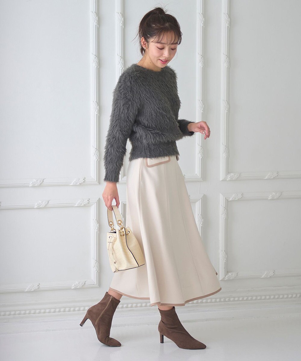 Feroux 【洗える】バイカラーフレア スカート 