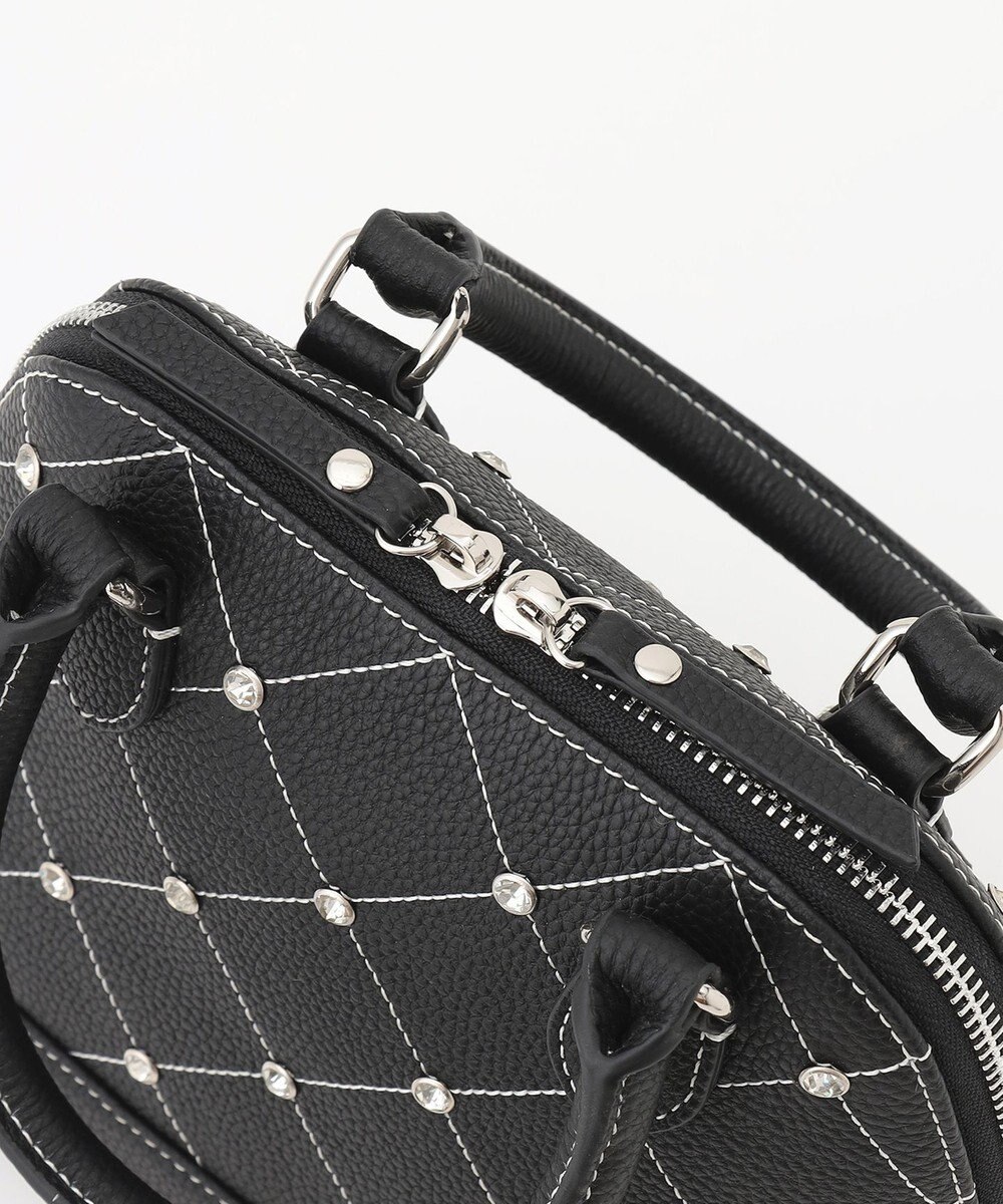 LA BAGAGERIE ラインストーンリベット　カウレザー2wayハンドバッグ 