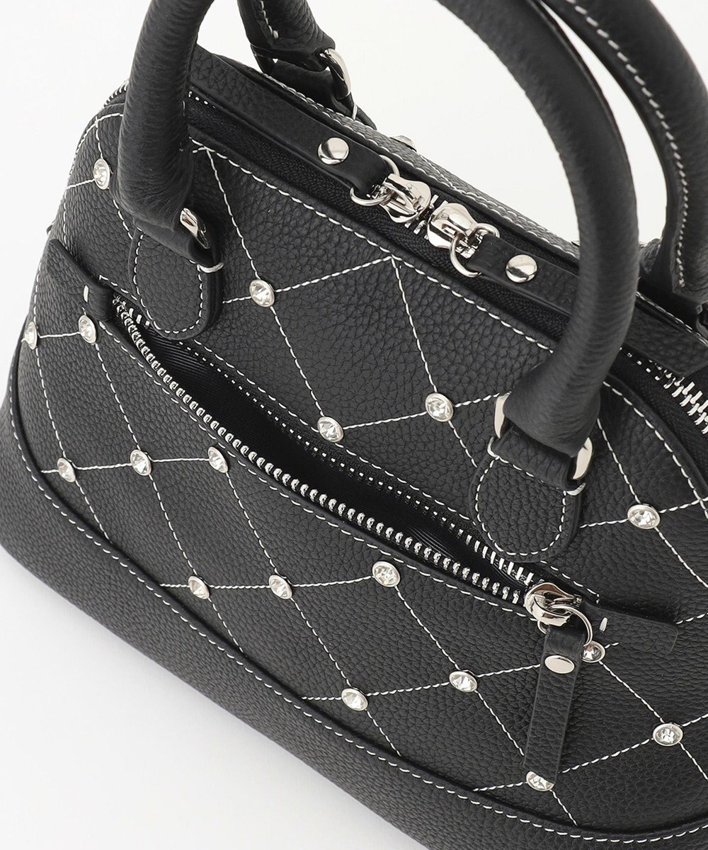 LA BAGAGERIE ラインストーンリベット　カウレザー2wayハンドバッグ 