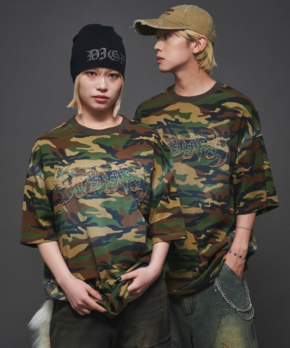 WEGO 【ユニセックス着用ITEM】ダメージアップリケグラフィックT（SS） 