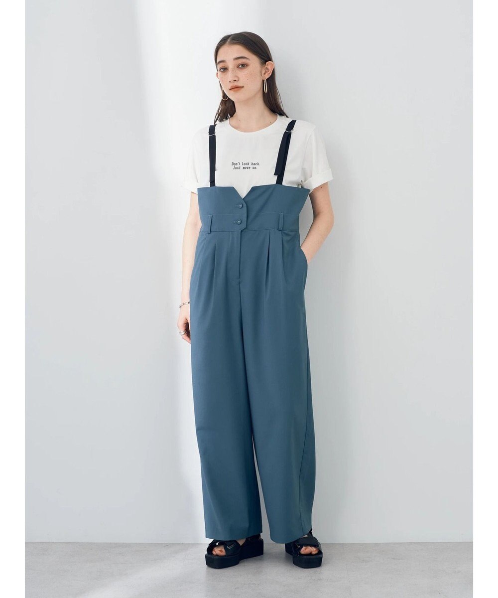 YECCA VECCA ハイウエストサロペットパンツ Grayish Blue