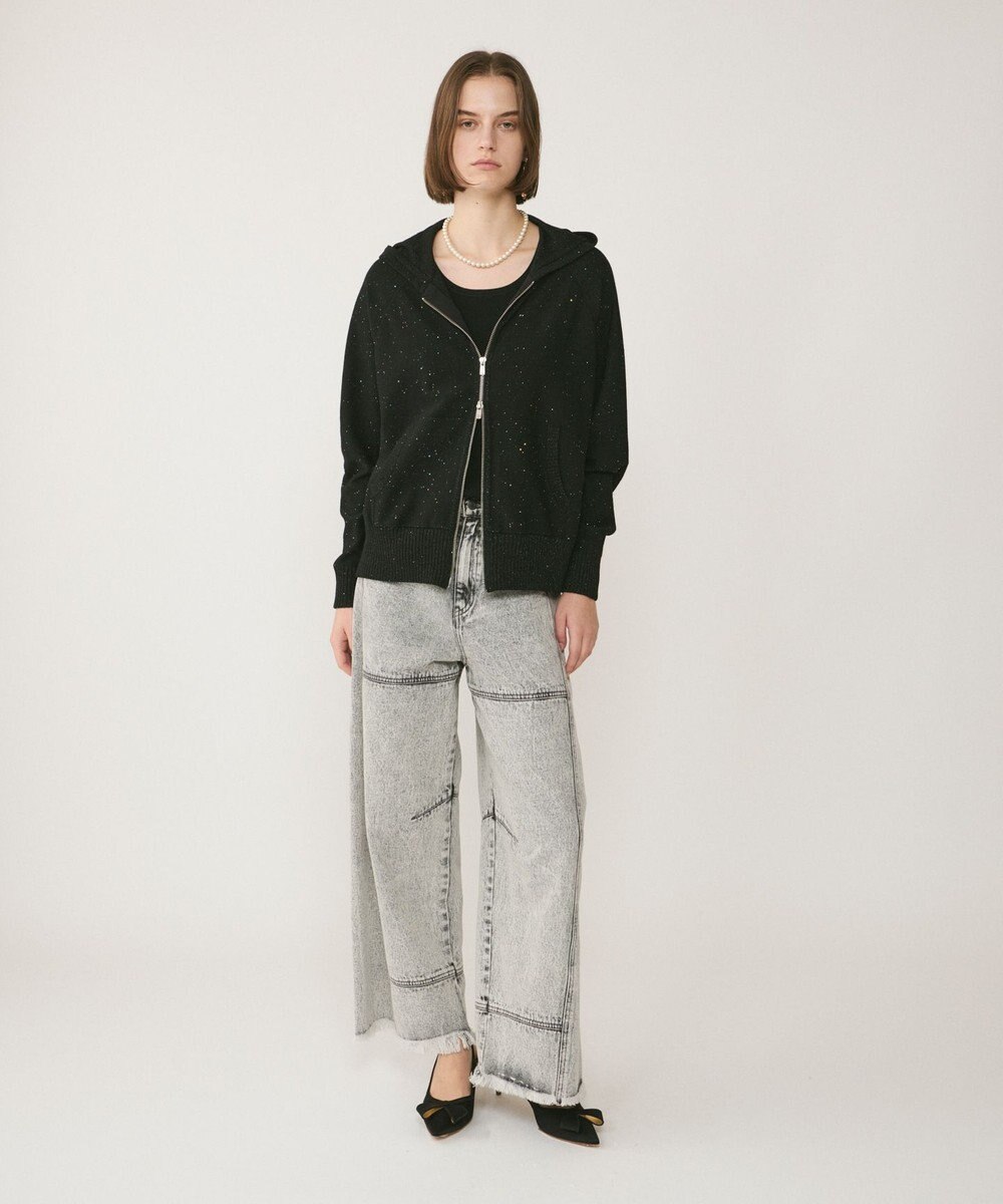 GRACE CONTINENTAL スパンコールニットパーカー 