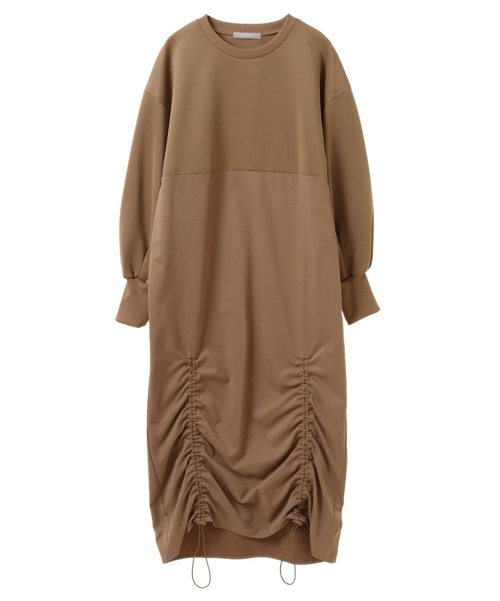 Green Parks armonia.異素材シャーリングワンピース 