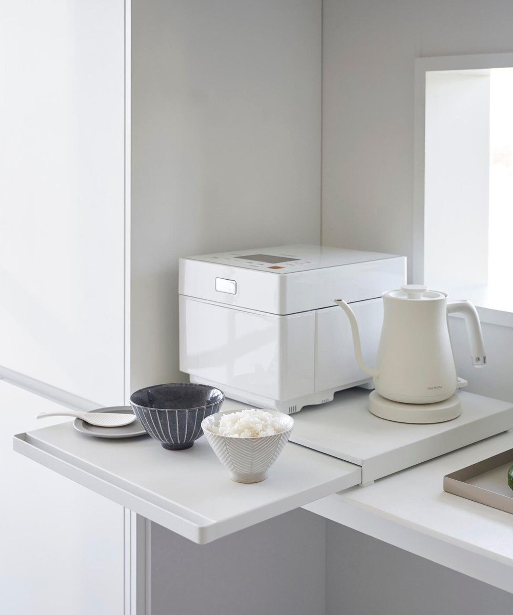 tower キッチン家電下スライドテーブル タワー ホワイト 