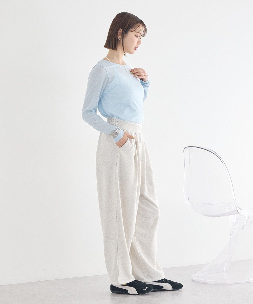 earth music&ecology レースレイヤード風スウェットパンツ 