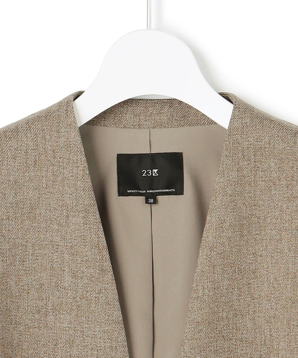 23区 【洗える】ウールライクカルゼ ノーカラー ジャケット 