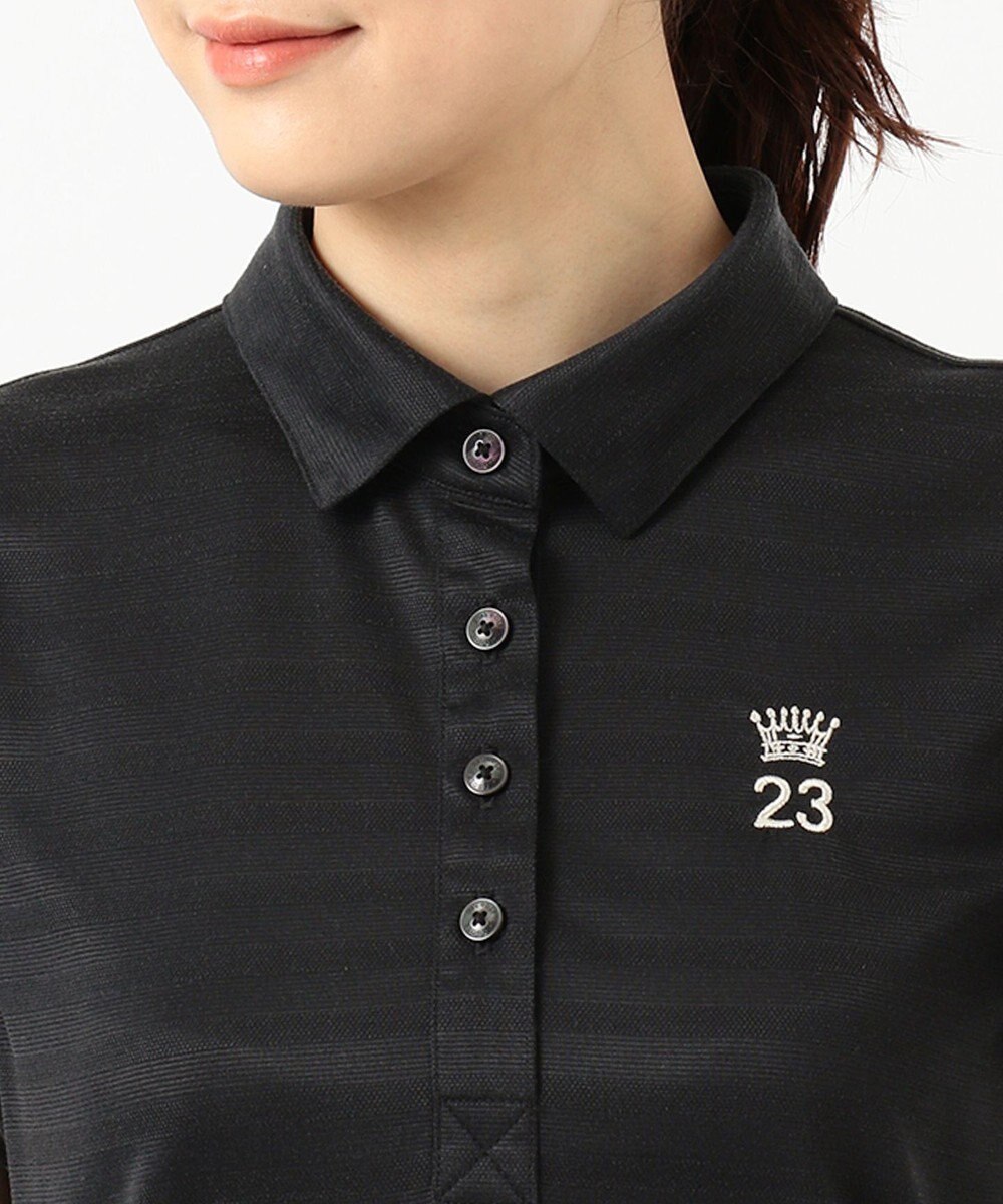 23区GOLF 【WOMEN】【吸汗速乾/日本製】ミラノリブボーダーシャツ 