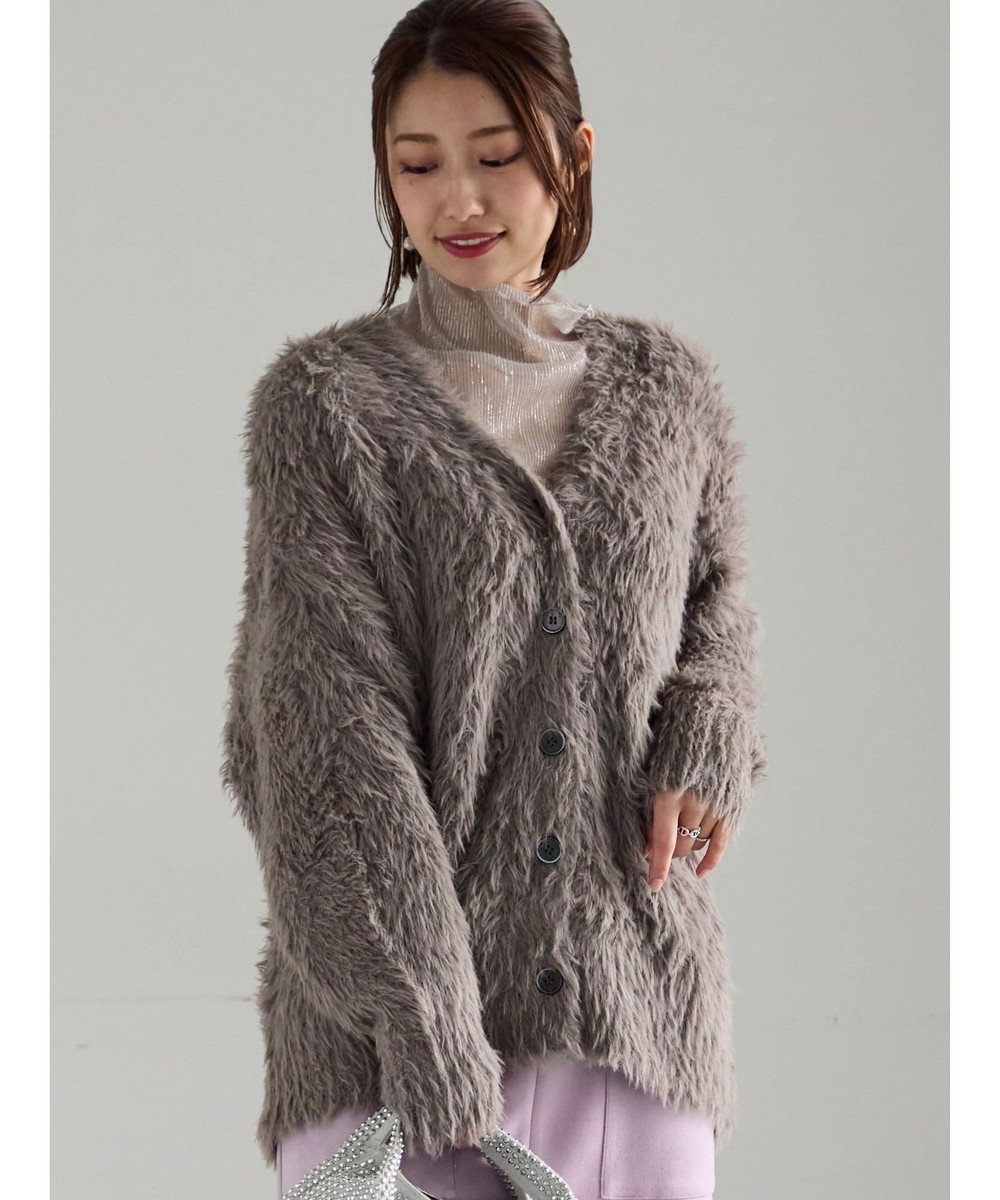 Te chichi シャギーVネックカーディガン 
