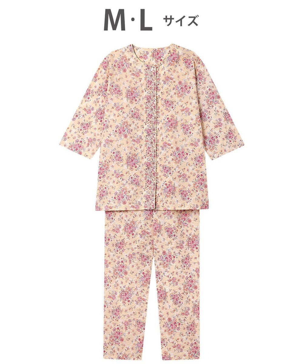 WACOAL パジャマ 7分袖 長袖 長ズボン 綿100%(本体) ローン素材 ミントン レディース NDT265 /ワコール 