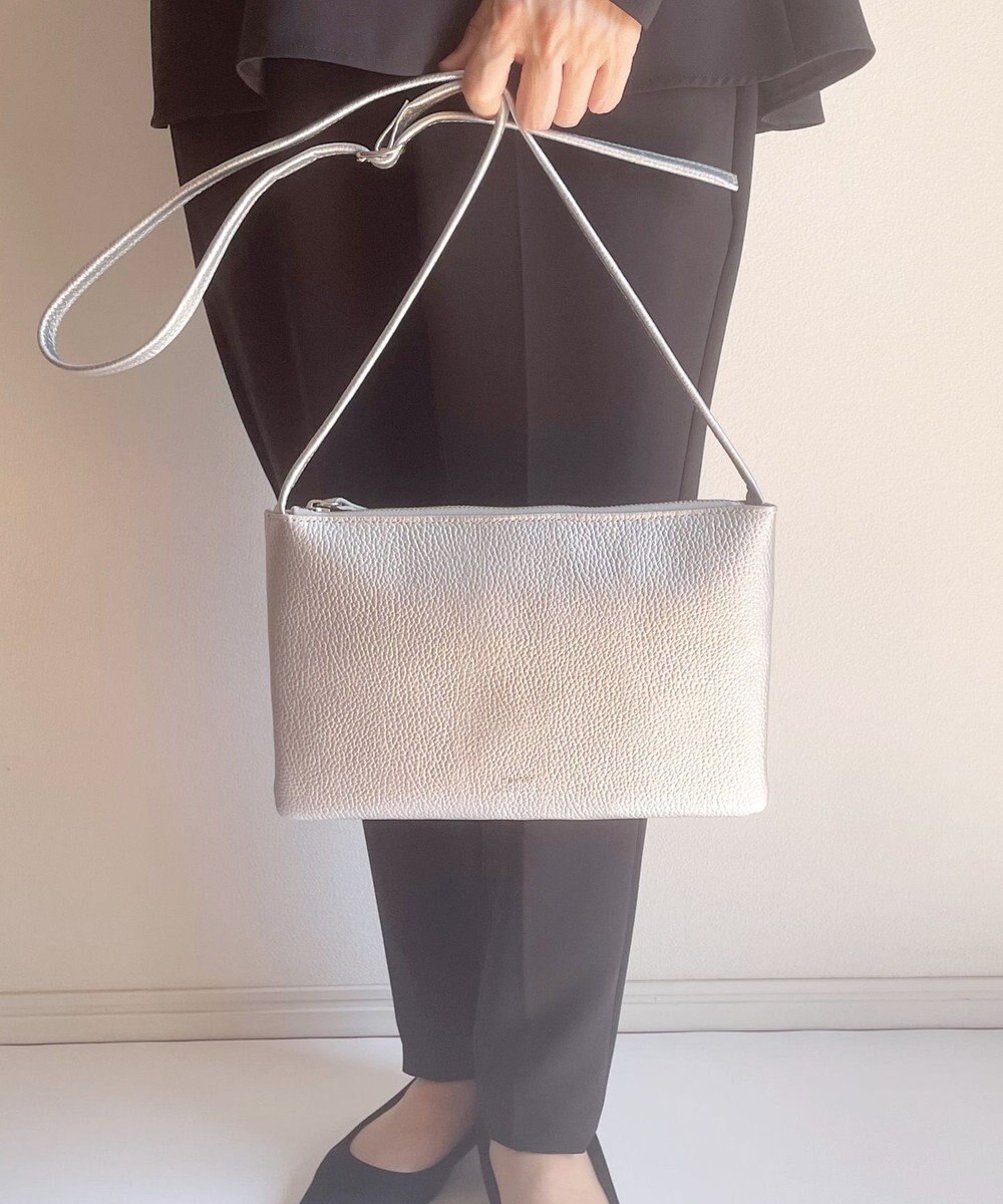 Hekhèr Le Style de Vie 新素材・新色追加【日本製】シュリンクレザー スクエアショルダーバッグ シルバー 
