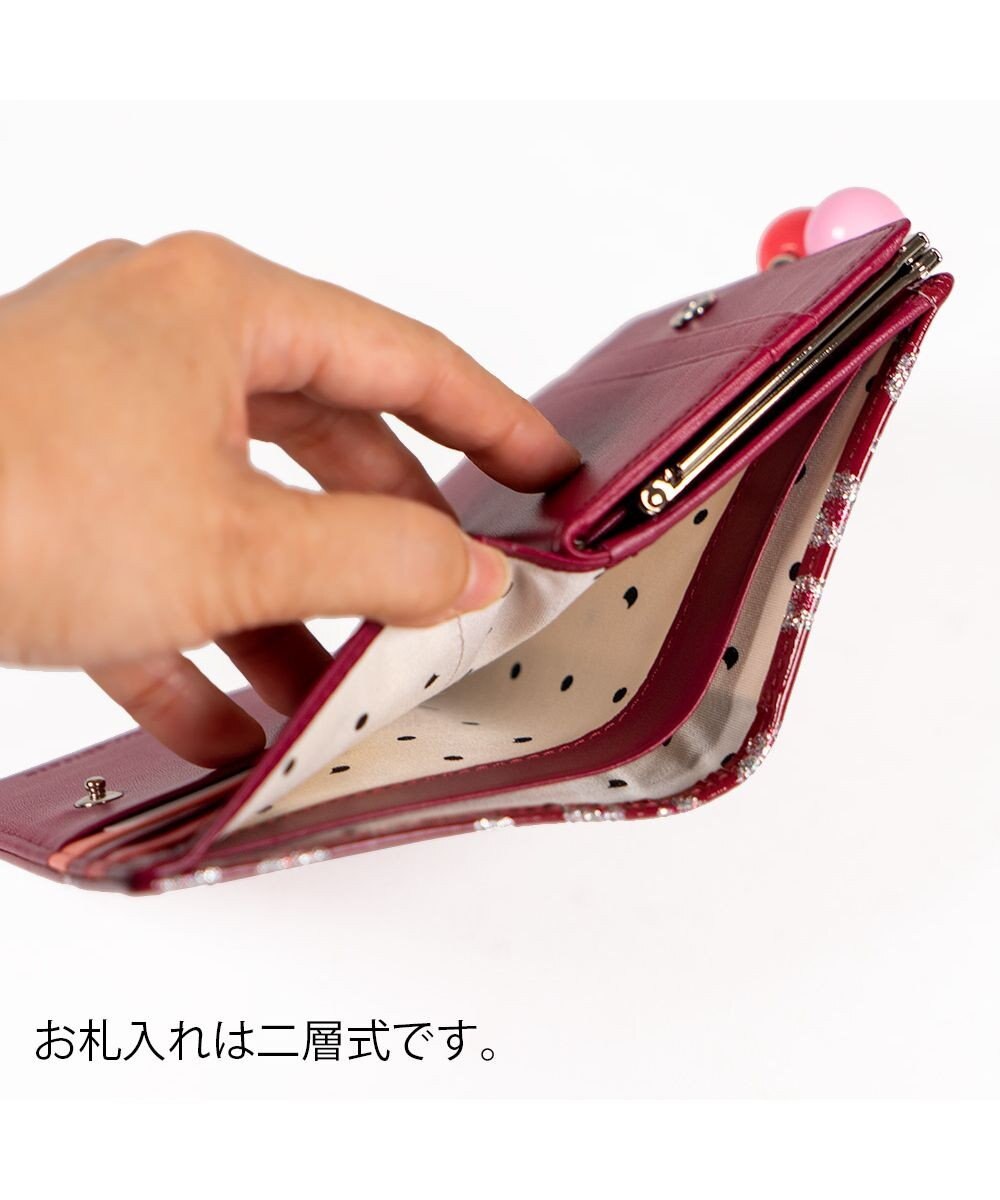 tsumori chisato CARRY グリッターフラワー がま口 2つ折り財布 