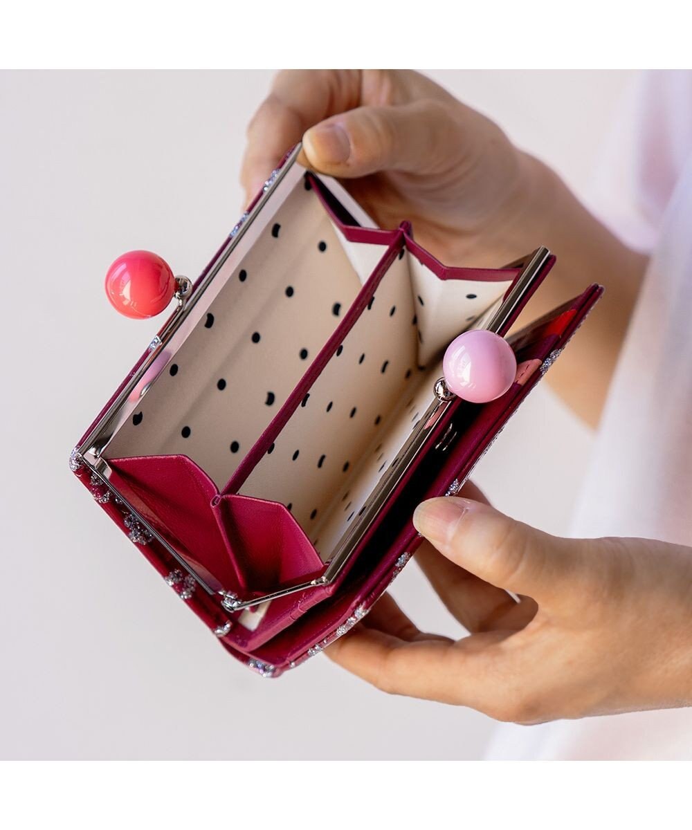 tsumori chisato CARRY グリッターフラワー がま口 2つ折り財布 