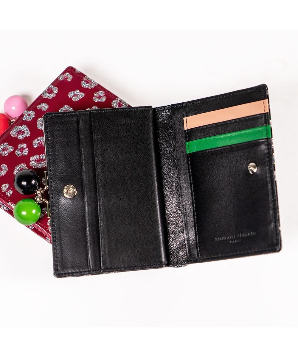 tsumori chisato CARRY グリッターフラワー がま口 2つ折り財布 