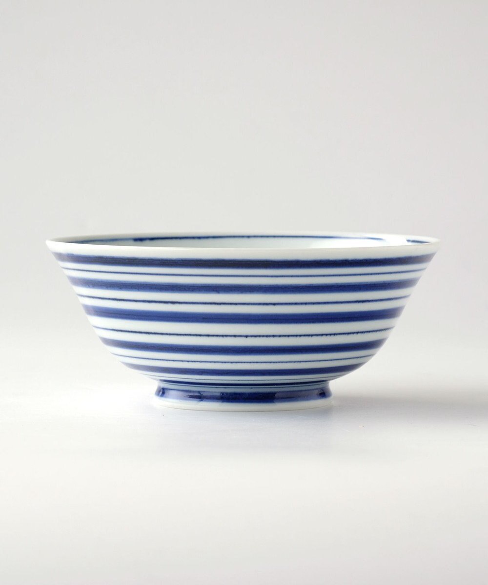 たち吉 【たち吉】おてがる丼ボーダー青〈１個〉波佐見焼 