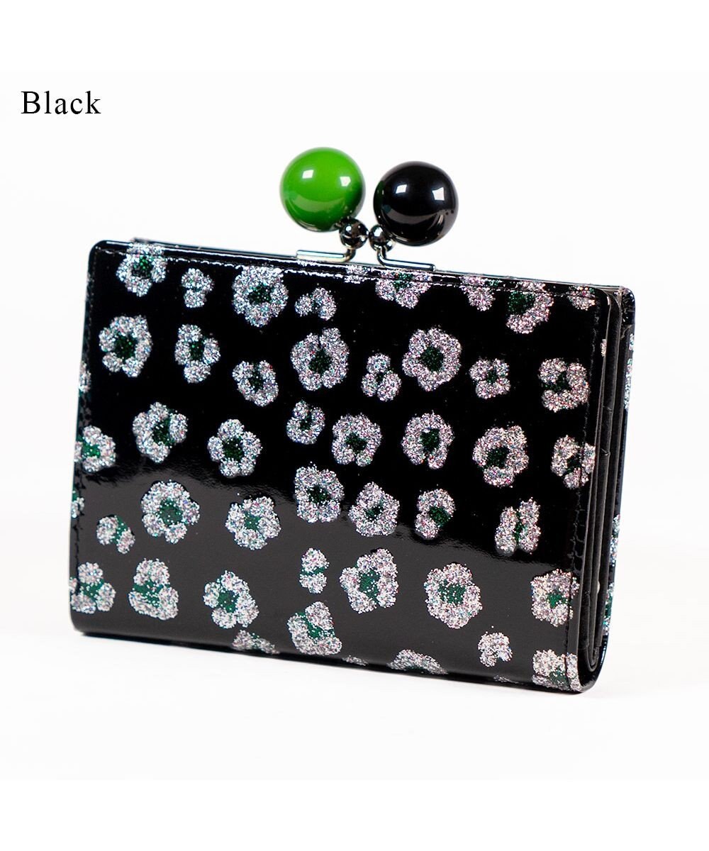 tsumori chisato CARRY グリッターフラワー がま口 2つ折り財布 