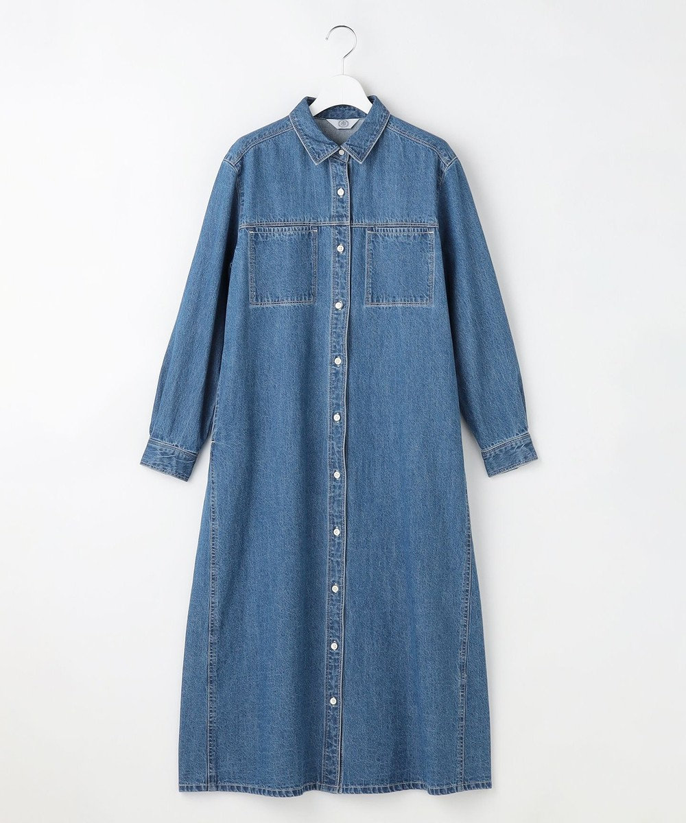 J.PRESS LADIES コットンリネン 7oz デニム シャツ ワンピース 