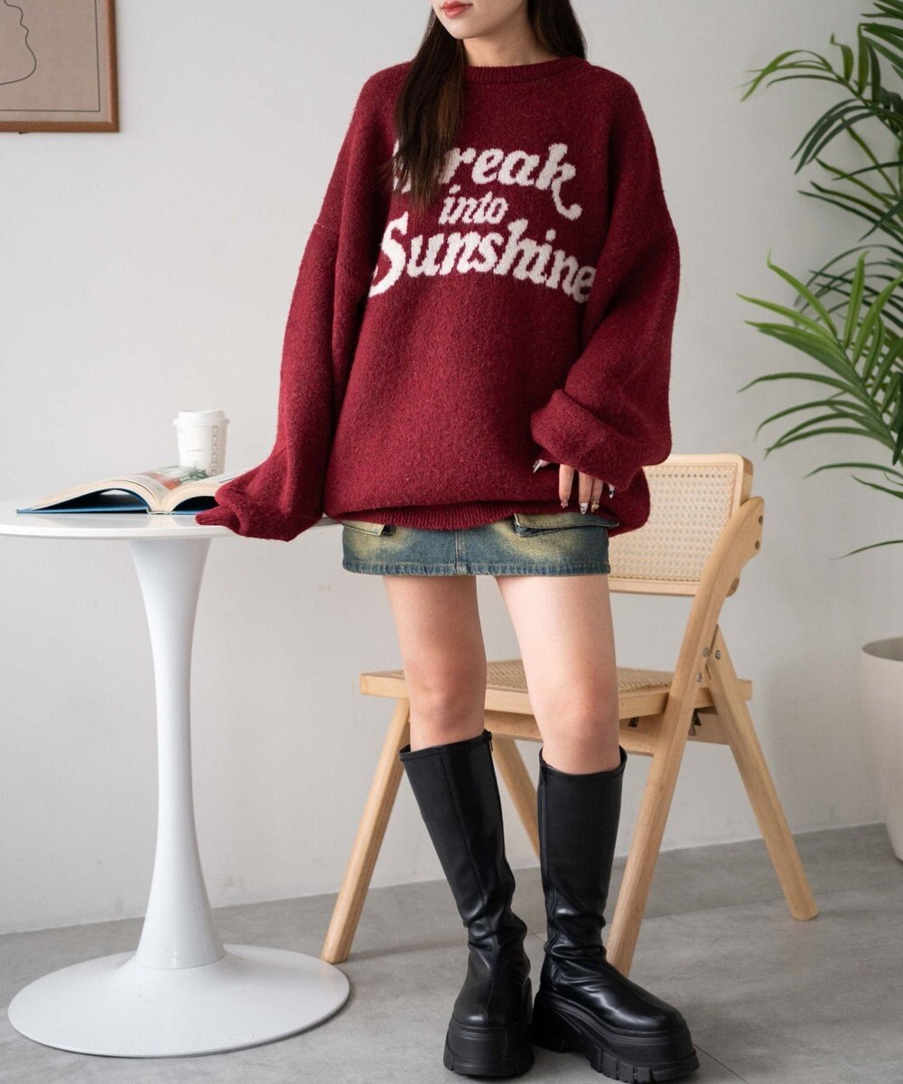 WEGO ロゴジャガードフラッフィーニット 