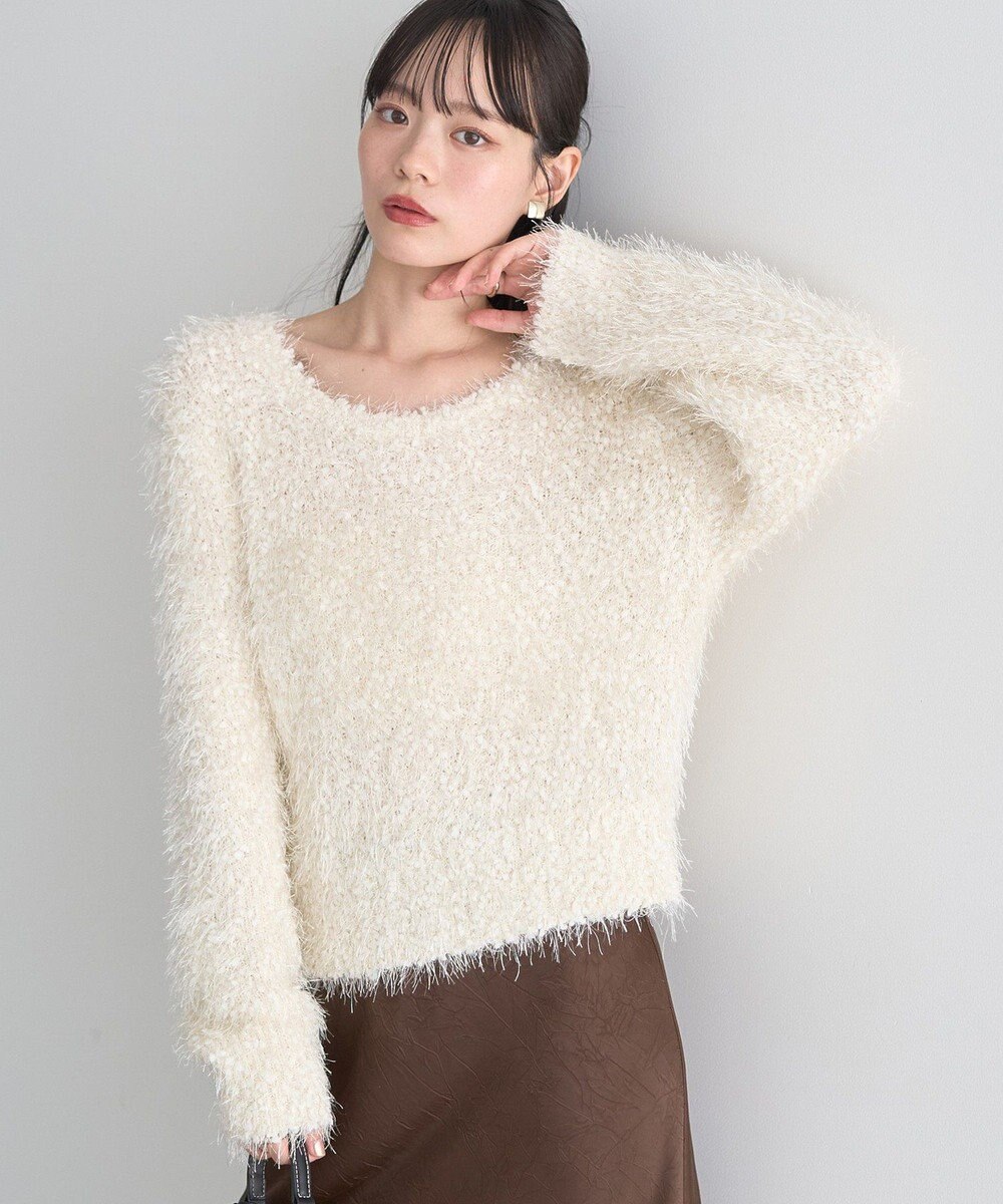 earth music&ecology ポンポンヤーンラメニットプルオーバー 