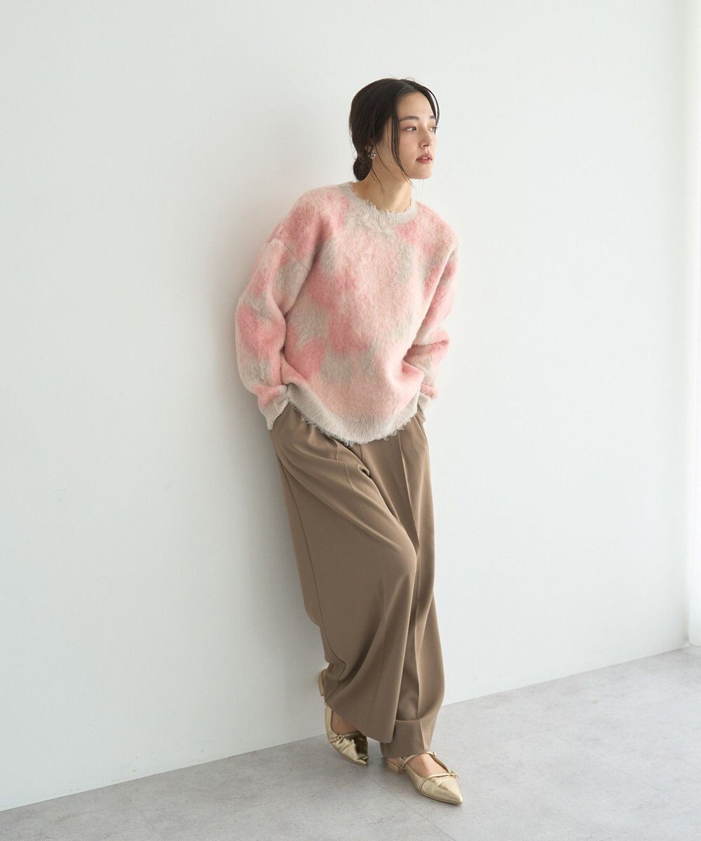 YECCA VECCA フラワー柄シャギーニット 