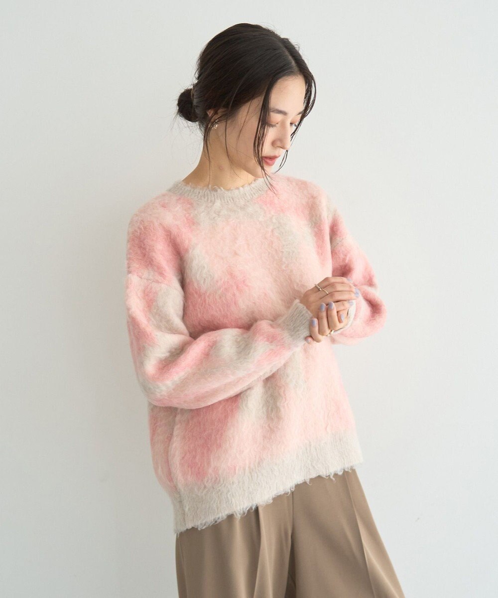 YECCA VECCA フラワー柄シャギーニット 