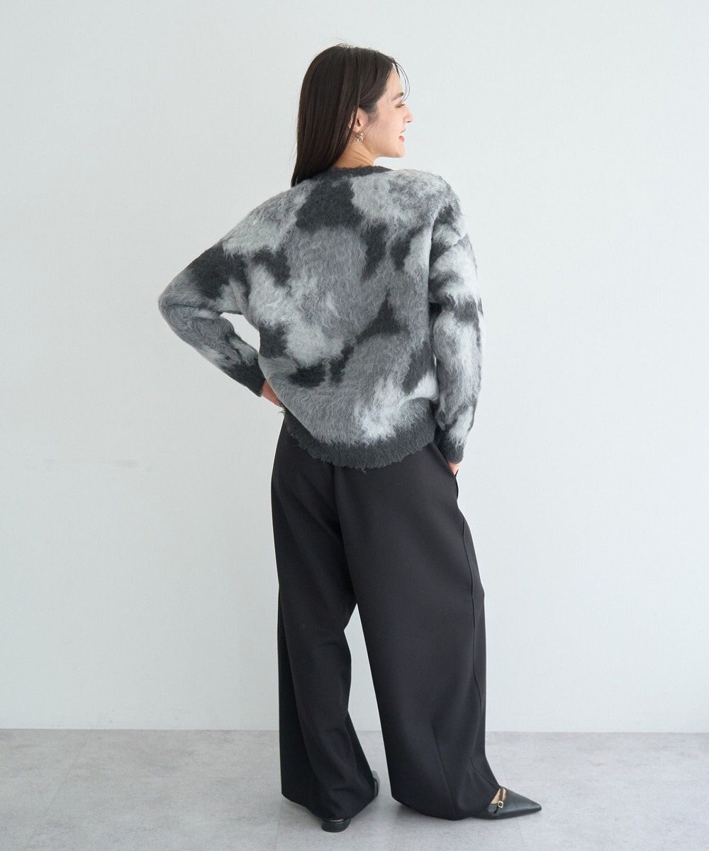 YECCA VECCA フラワー柄シャギーニット 