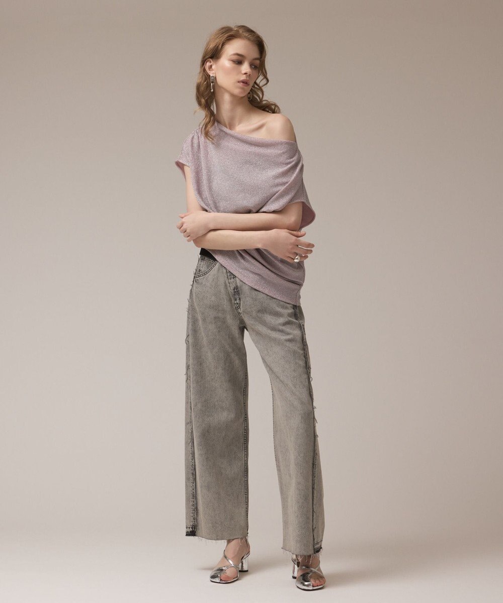 GRACE CONTINENTAL ラメドレープカットトップ 