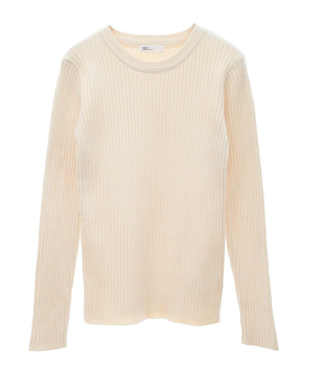 CRAFT STANDARD BOUTIQUE 洗える/とてもちクルーネックリブニットプルオーバー 