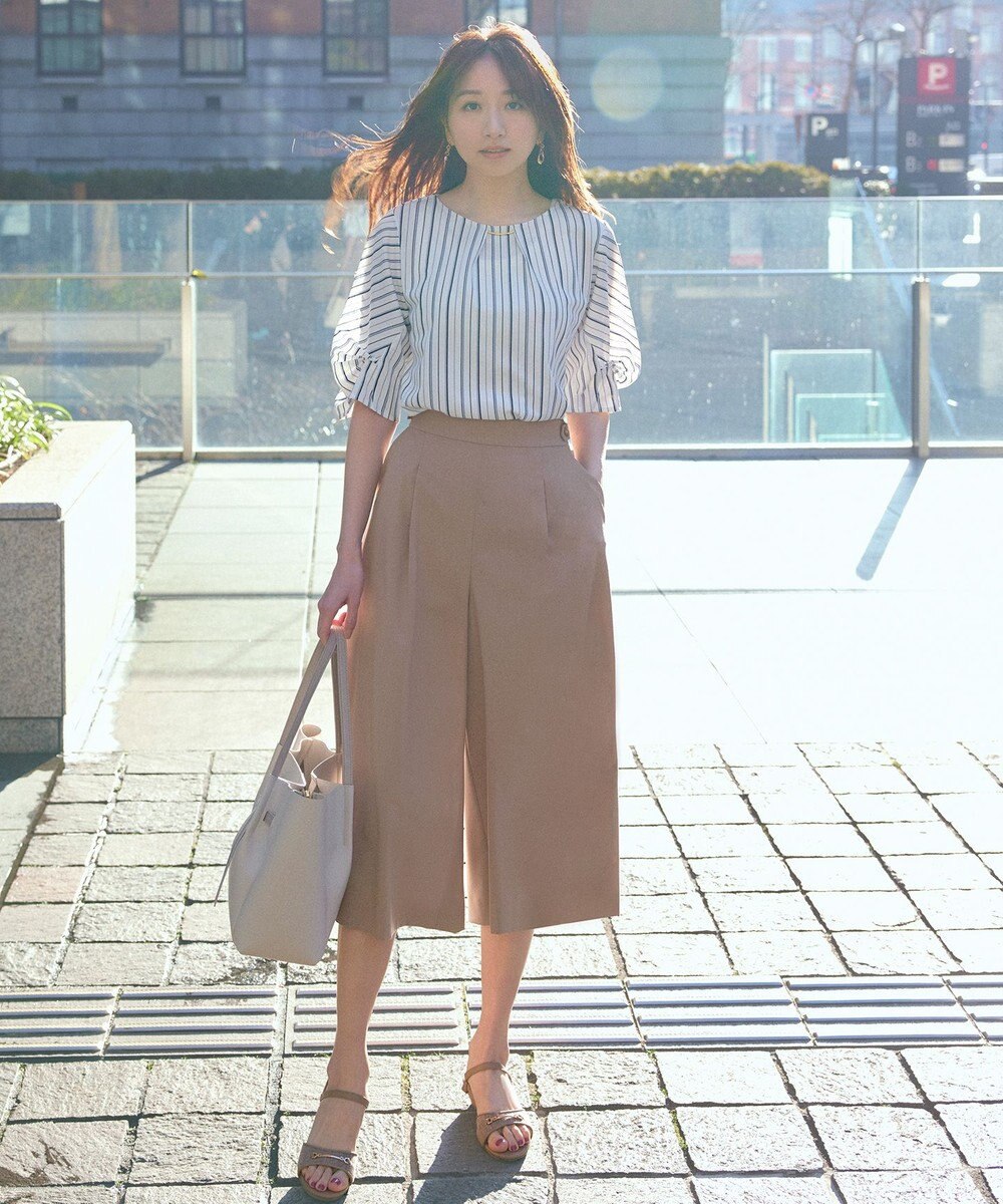 ANY SIS 【接触冷感・吸水速乾・UVケア】エアリードレープスムース タックスリーブ ブラウス 