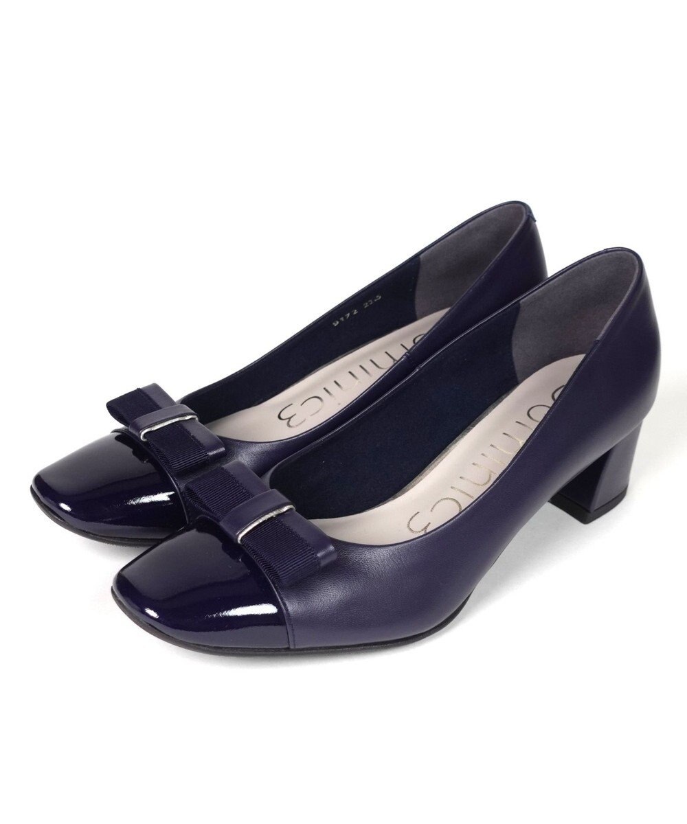 Dominic3 グログランリボン スクエアトゥパンプス 