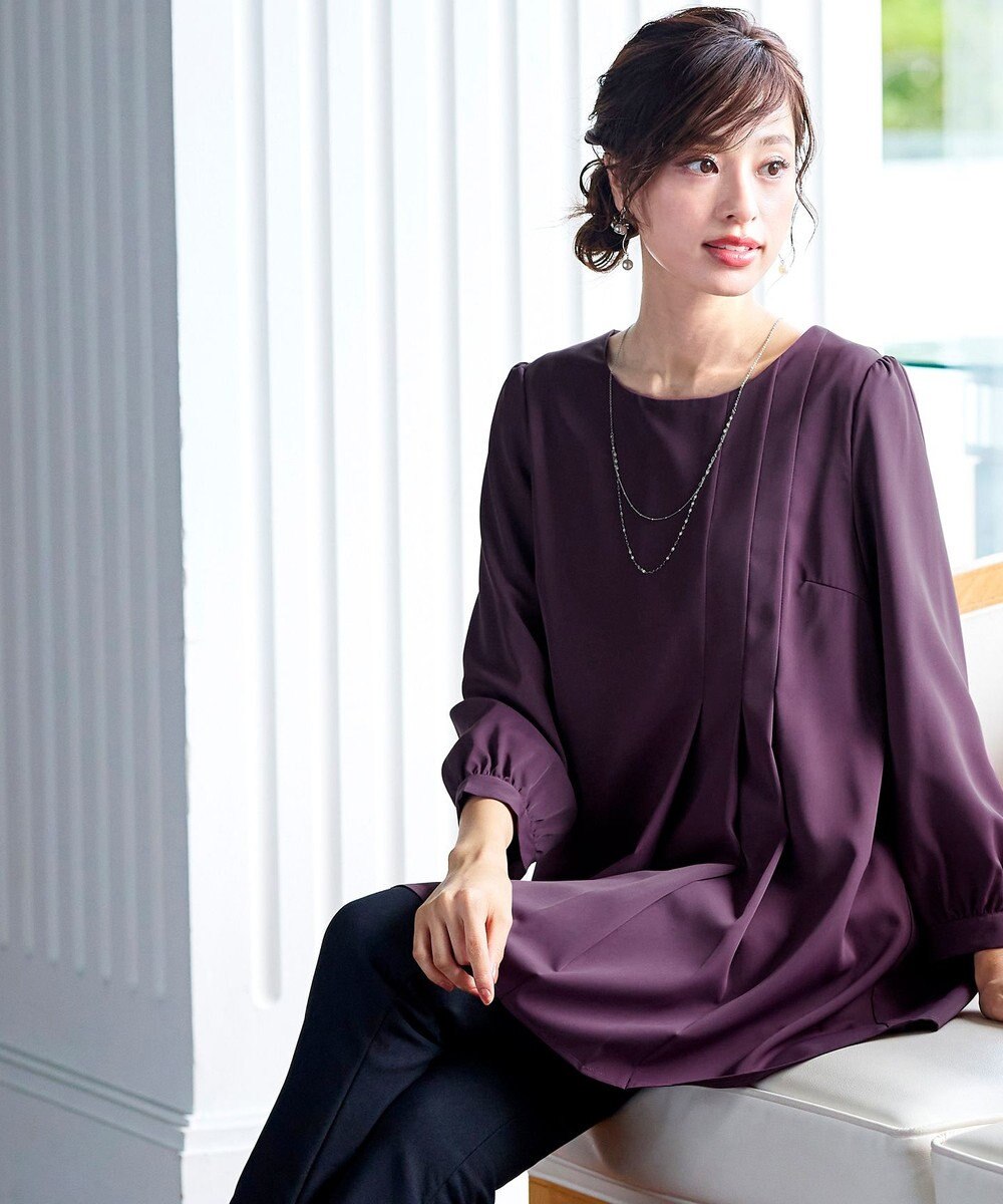 Tiaclasse 【洗える・スマート裏起毛】アシメタックチュニックブラウス 