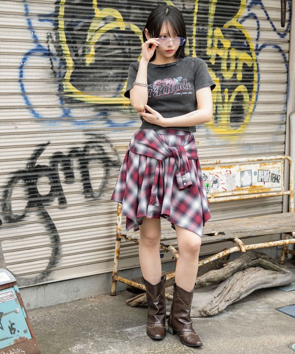 WEGO ヴィンテージウォッシュグラフィックリブT 