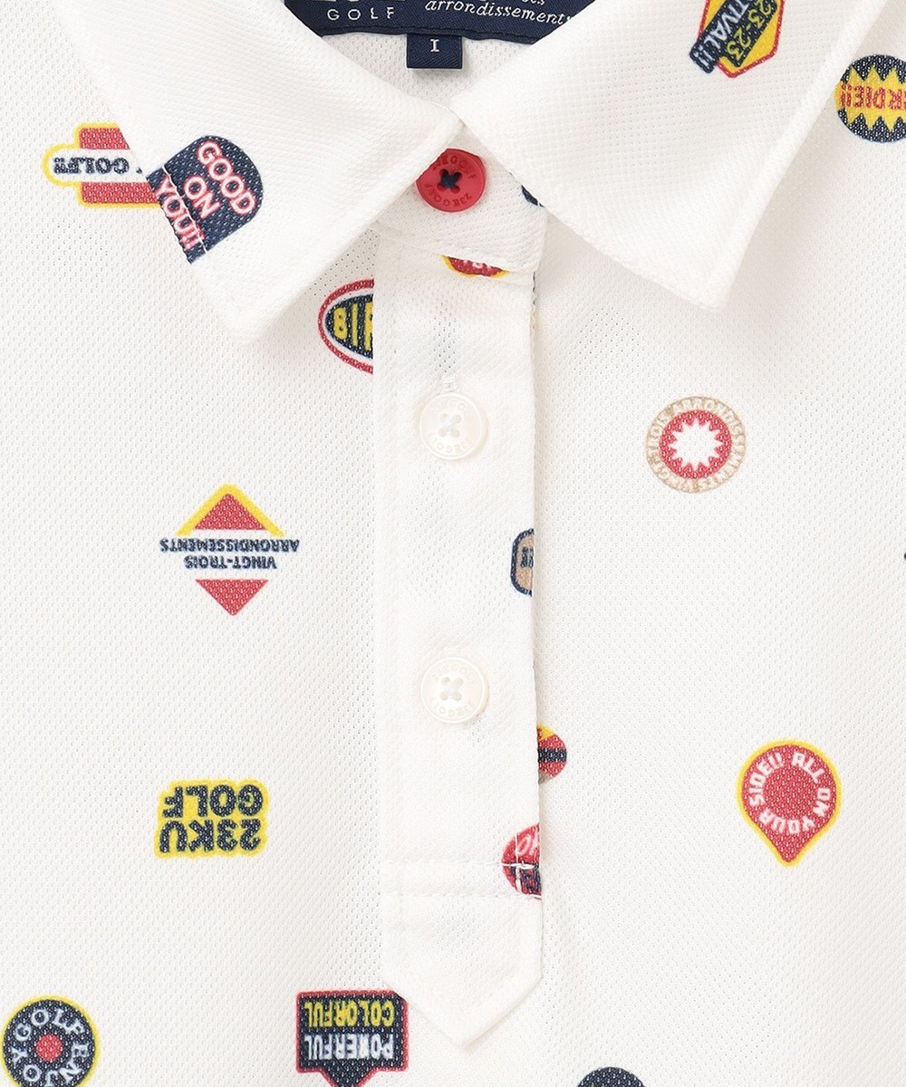 23区GOLF 【WOMEN】【UVケア/吸水速乾】マルチステッカープリント ポロシャツ 