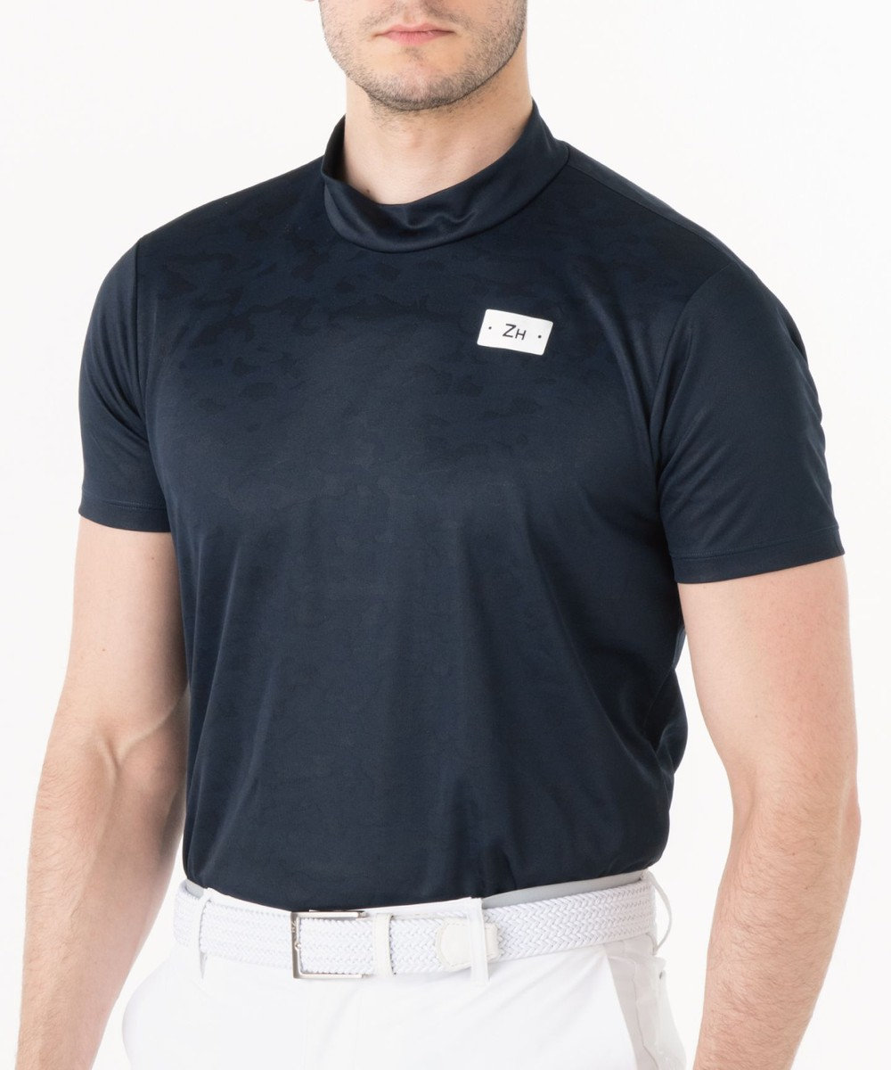 ZERO HALLIBURTON モックネック Tシャツ カモフラージュ柄 ZHG-A4S8B 82820 ネイビー
