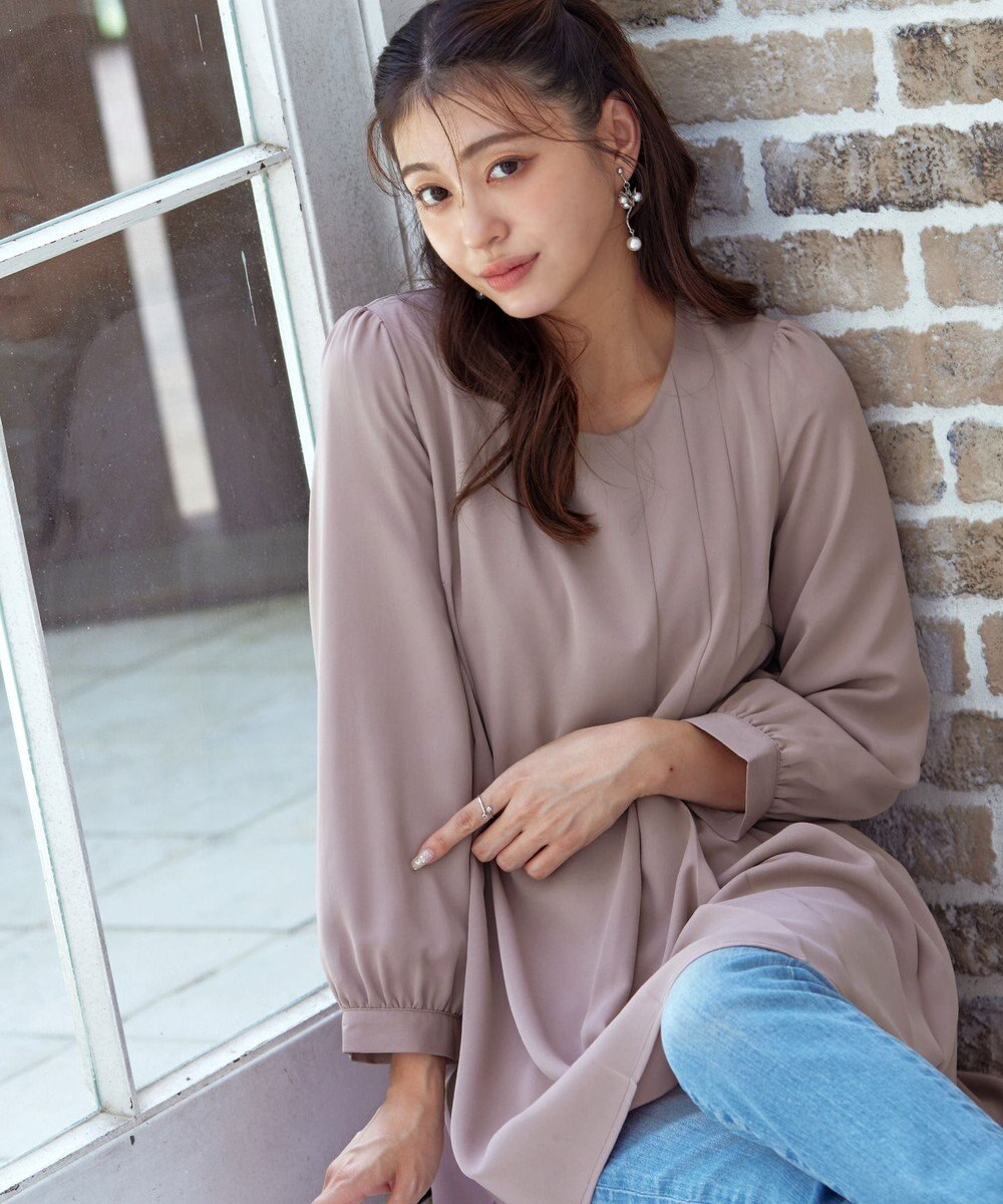 Tiaclasse 【洗える・スマート裏起毛】アシメタックチュニックブラウス 