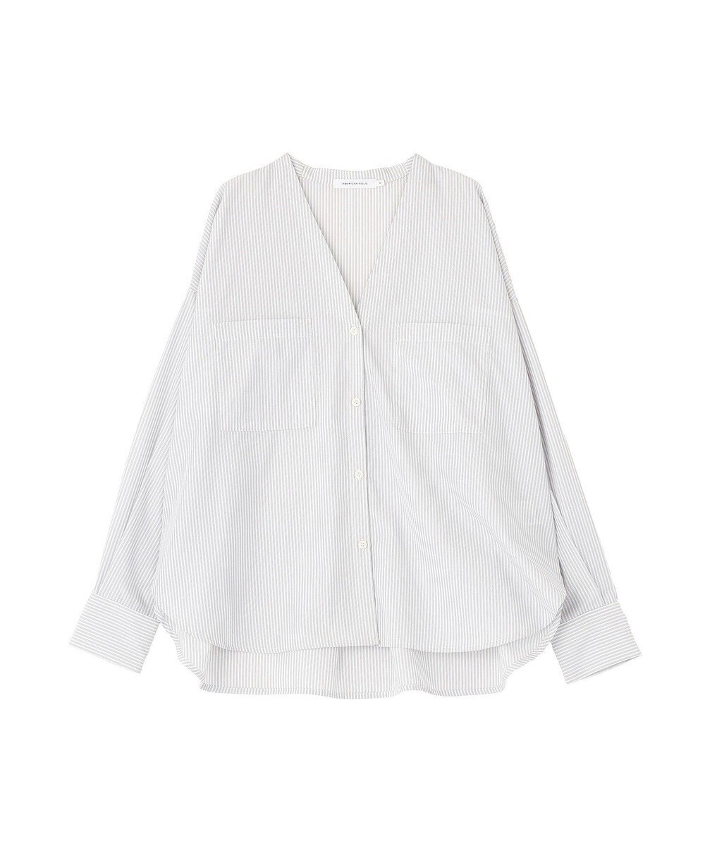 AMERICAN HOLIC 【イージーケア】ストライプVネックシャツ 