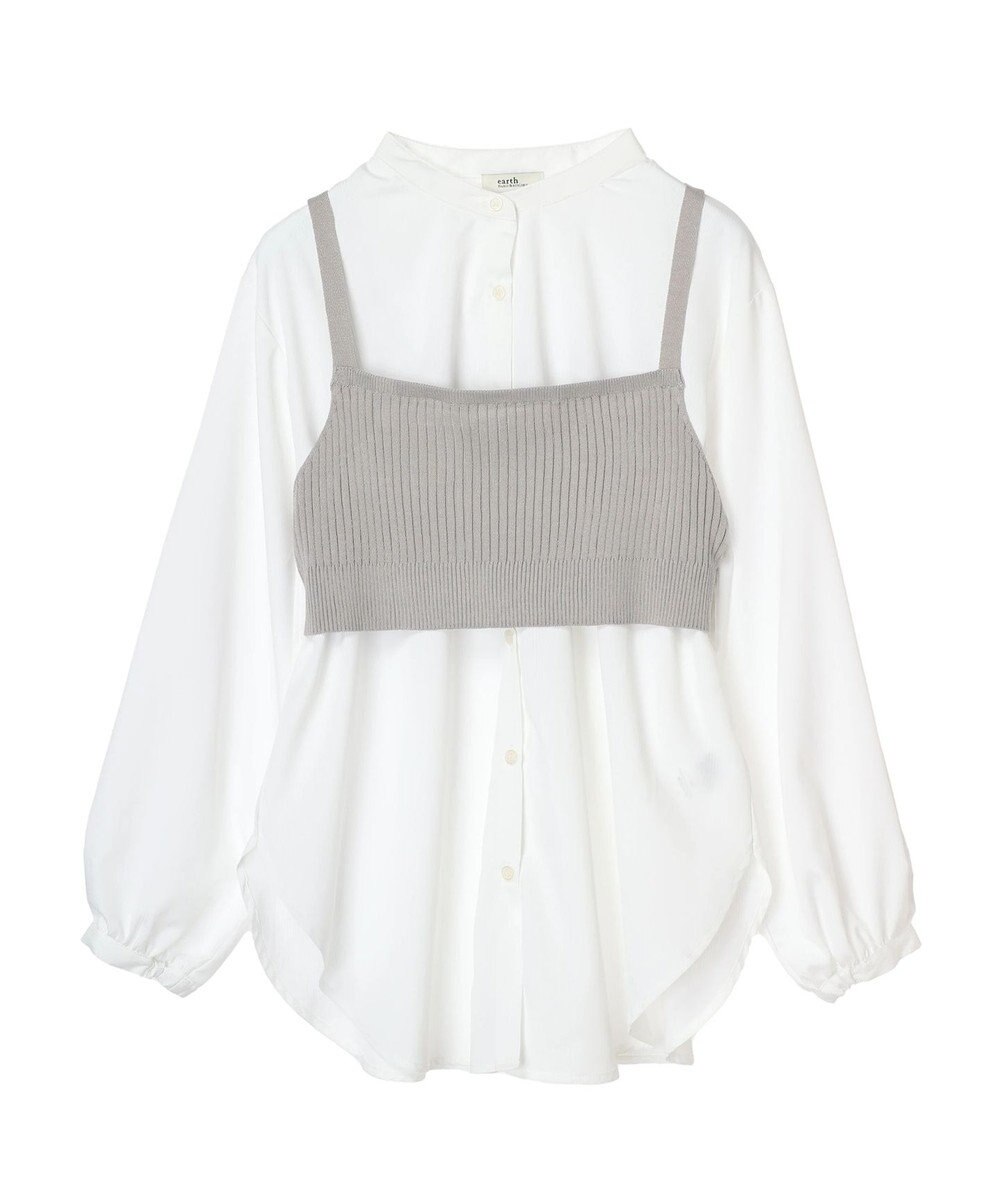 earth music&ecology ＳＥＴ２点ニットビスチェ＋ノーカラーシャツ 