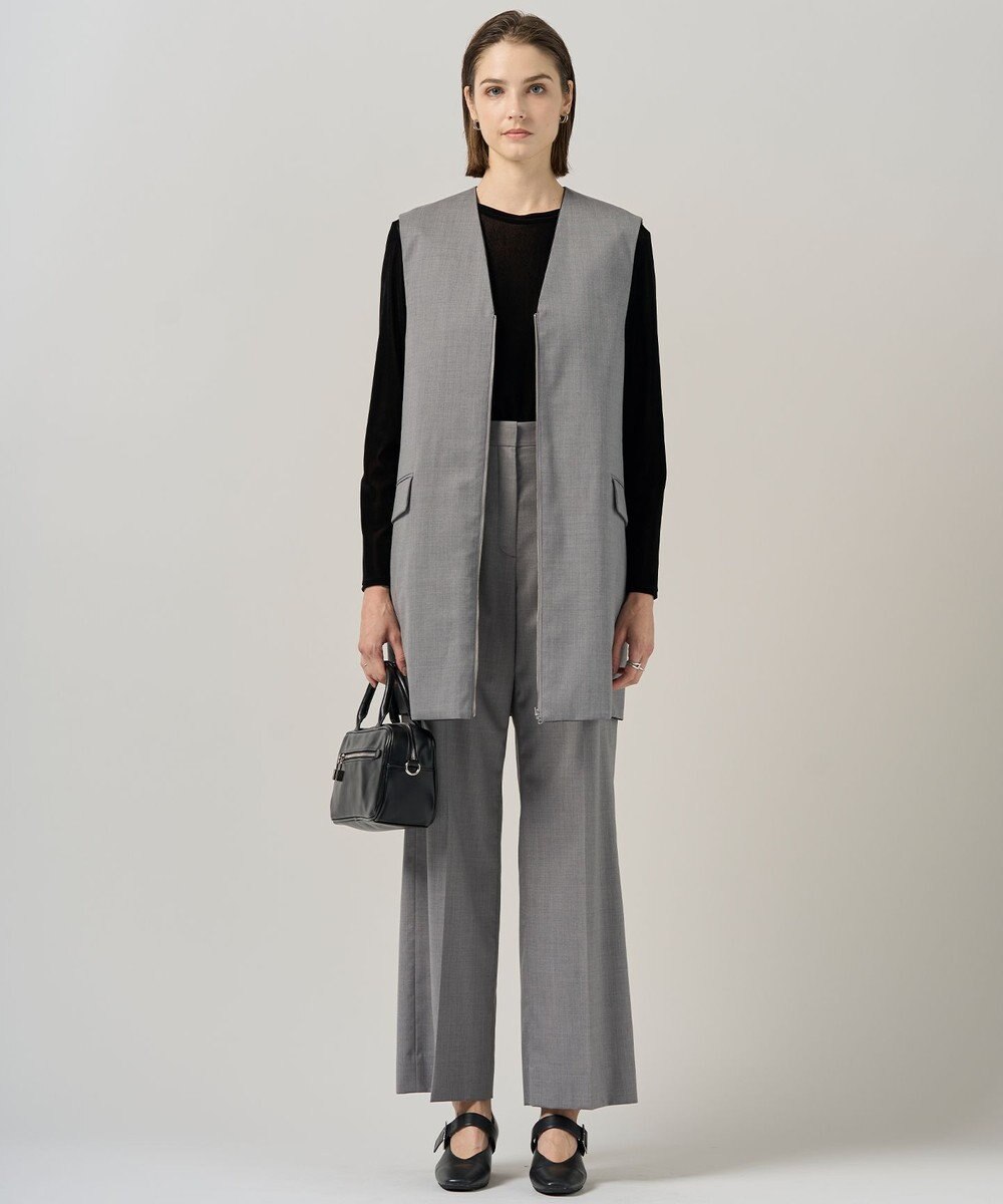 ICB 【洗える】T/Wブロード ワイドストレートパンツ 