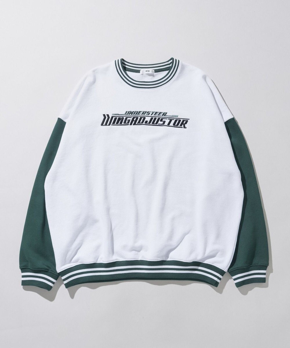 WEGO ヘビーウエイト刺繍バイカラープルオーバー 