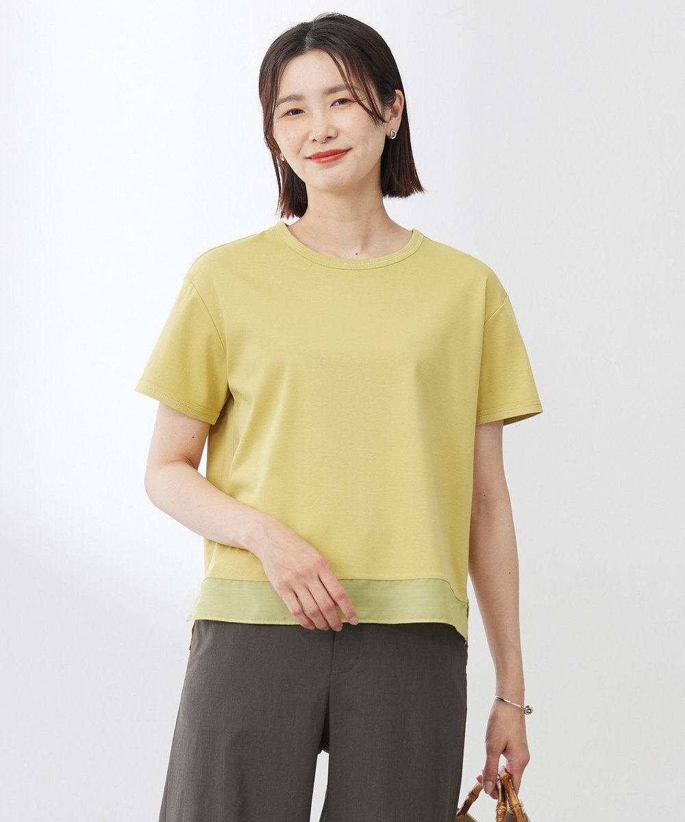 J.PRESS LADIES 【WEB限定カラーあり・洗える】コットンスムース シアーデザイン カットソー 